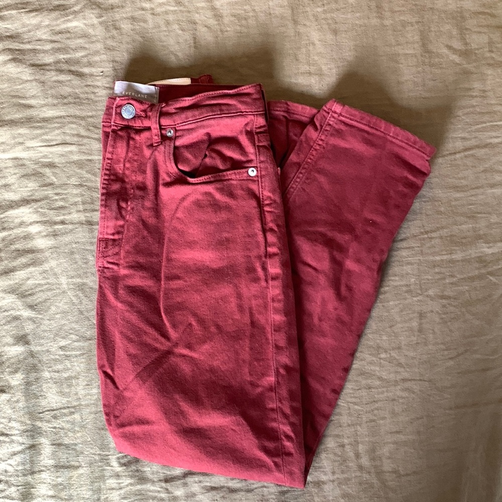Everlane High Rise Straight Jeans: Russet Brown
